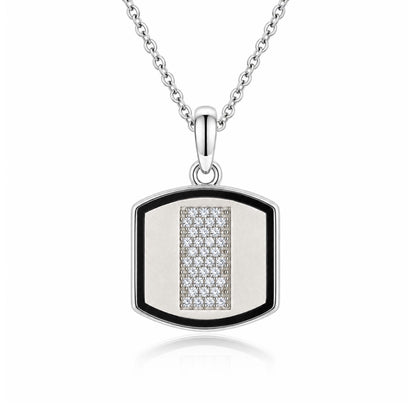 Silver Black Enamel Shield Pendant