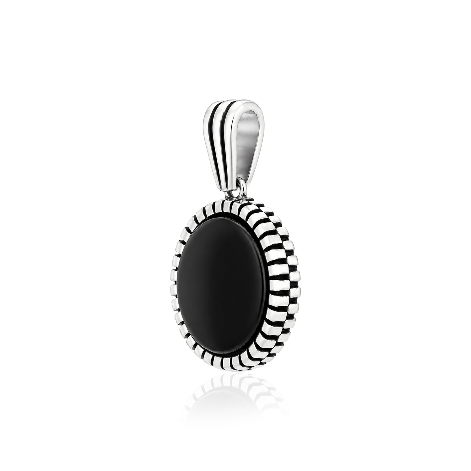 Silver Black Onyx Medallion Rakhi Pendant