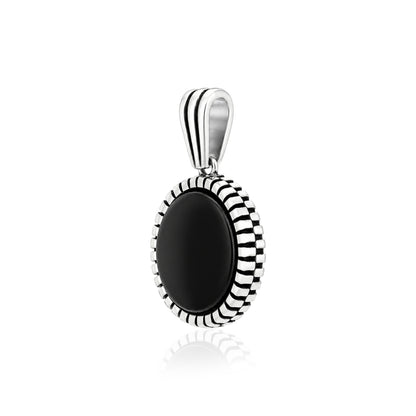 Silver Black Onyx Medallion Rakhi Pendant