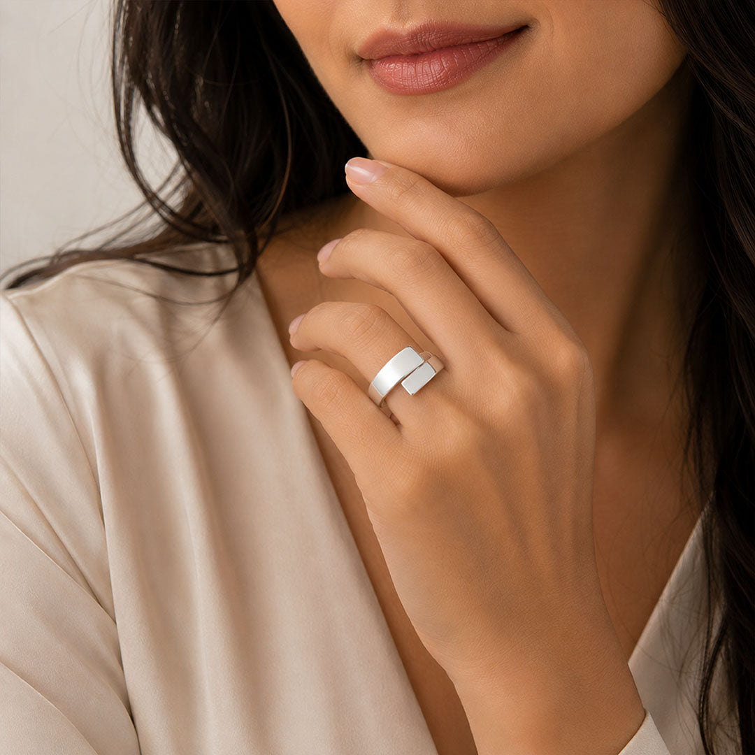 Silver Bypass Wrap Ring