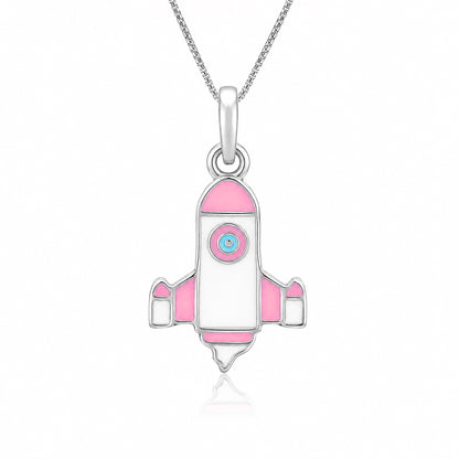 Silver Colourful Rocket Pendant