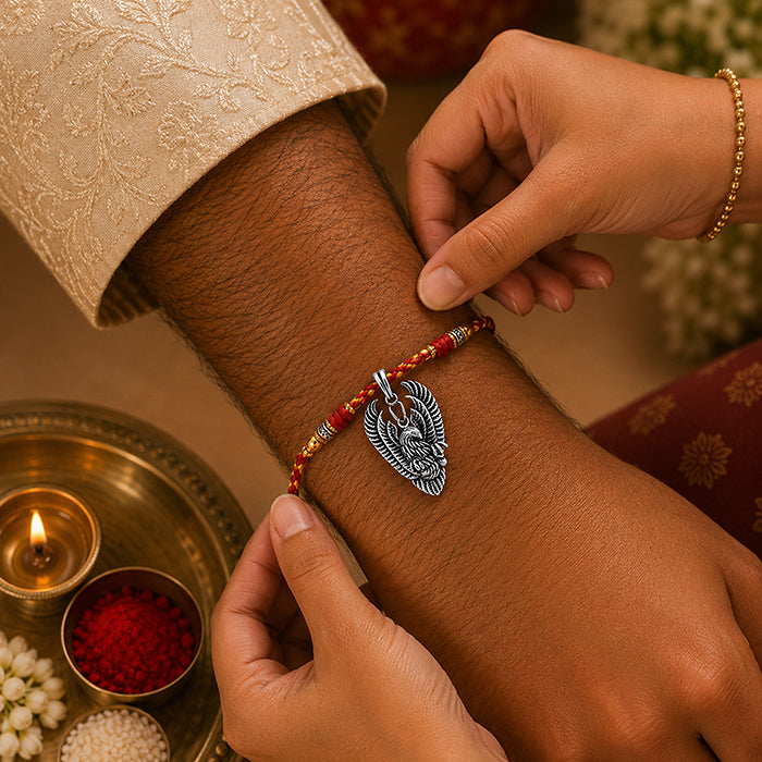 Silver Eagle Wings Rakhi Pendant