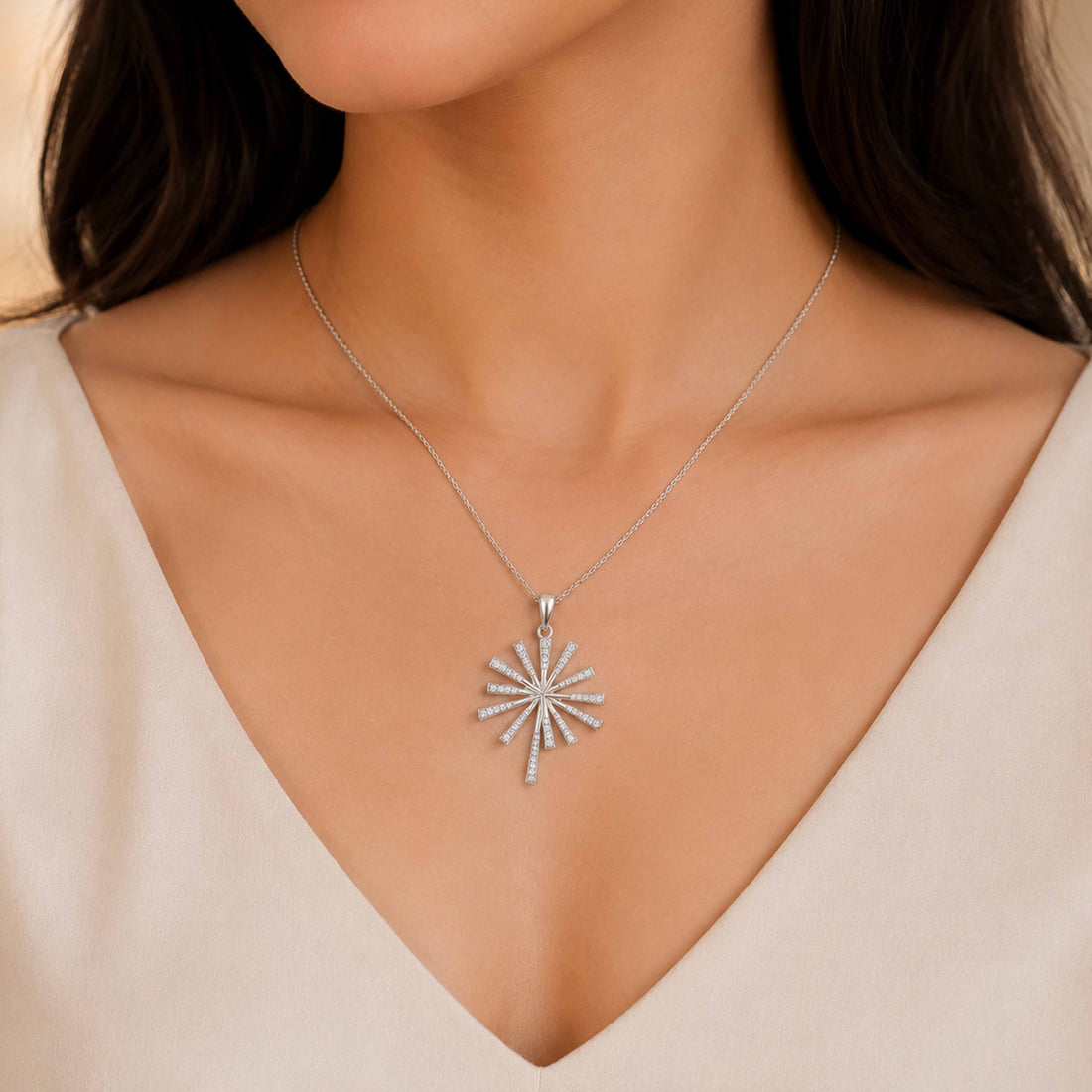 Silver Fireworks Starburst Pendant