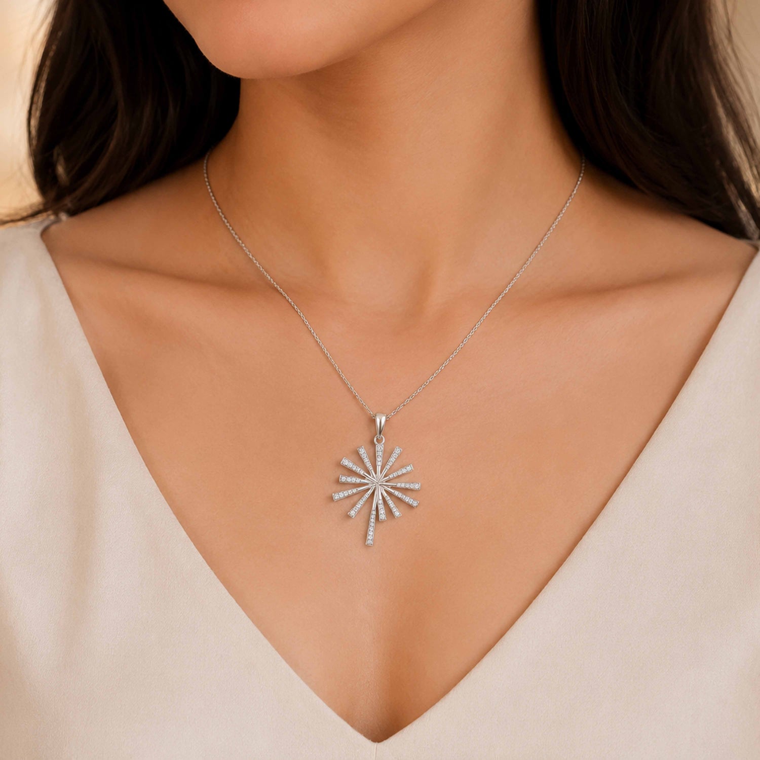 Silver Fireworks Starburst Pendant