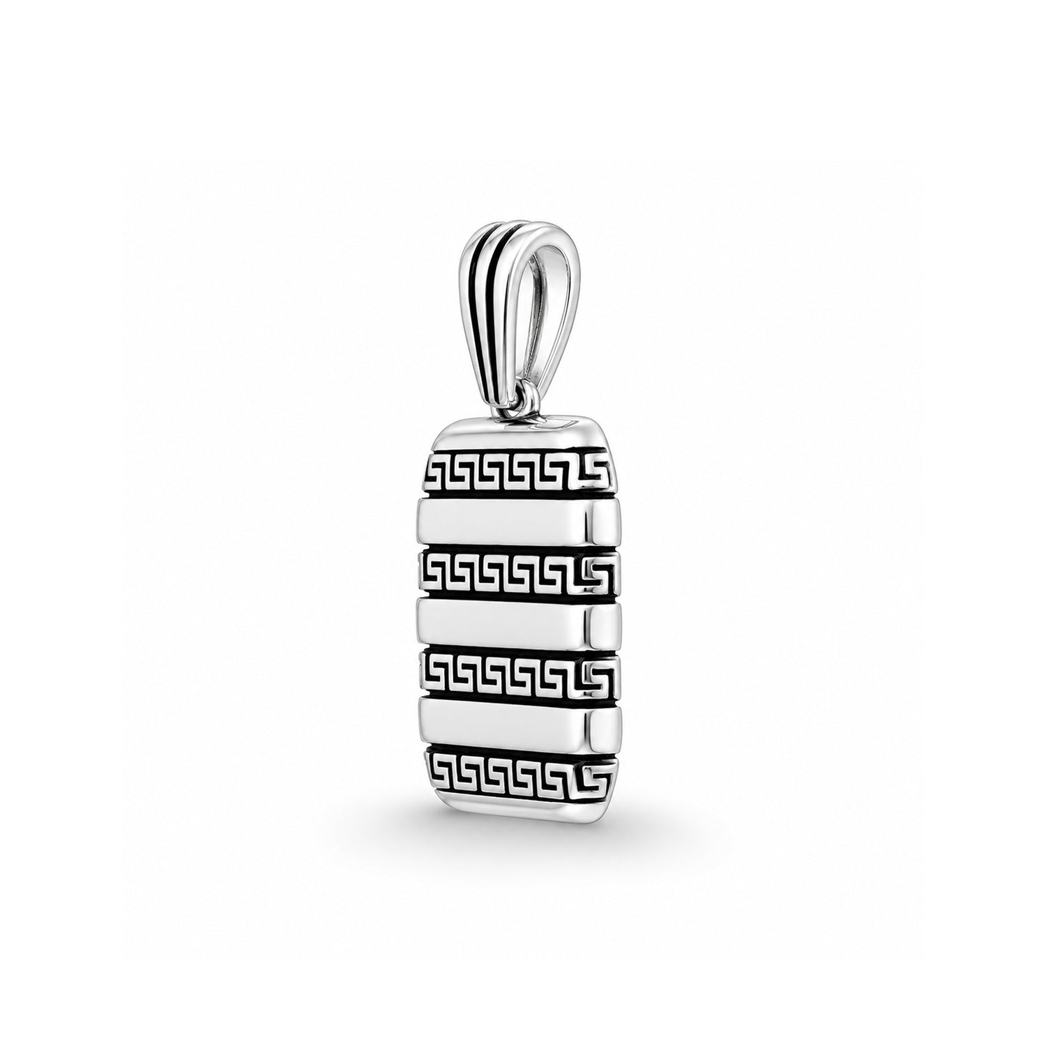 Silver Greek Key Bar Rakhi Pendant