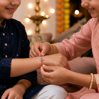 Silver Heart Kids Rakhi Pendant