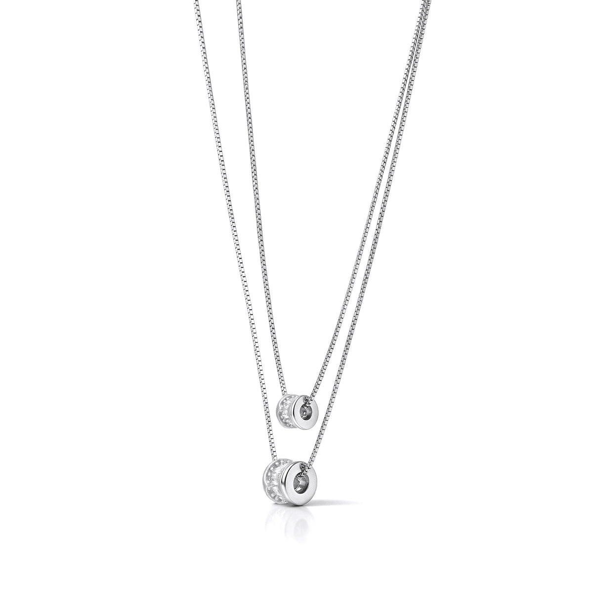 Silver Layered Barrel Chain Pendant