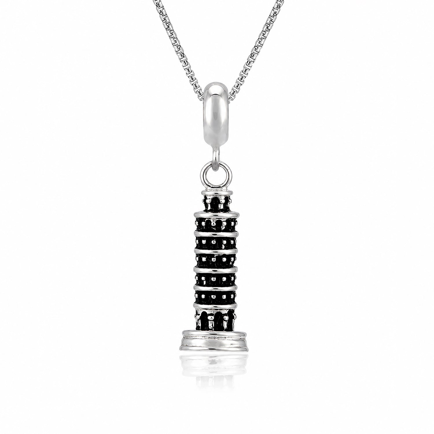 Silver Leaning Towerof Pisa Rakhi Pendant