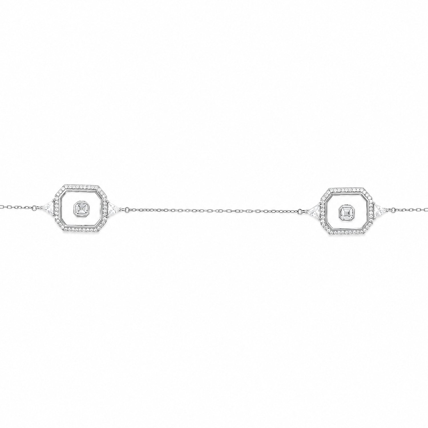 Silver Multi-Station Bezel Necklace