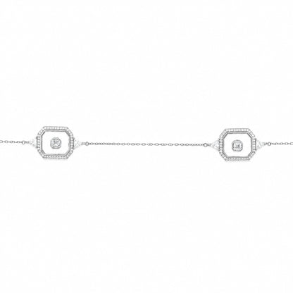 Silver Multi-Station Bezel Necklace
