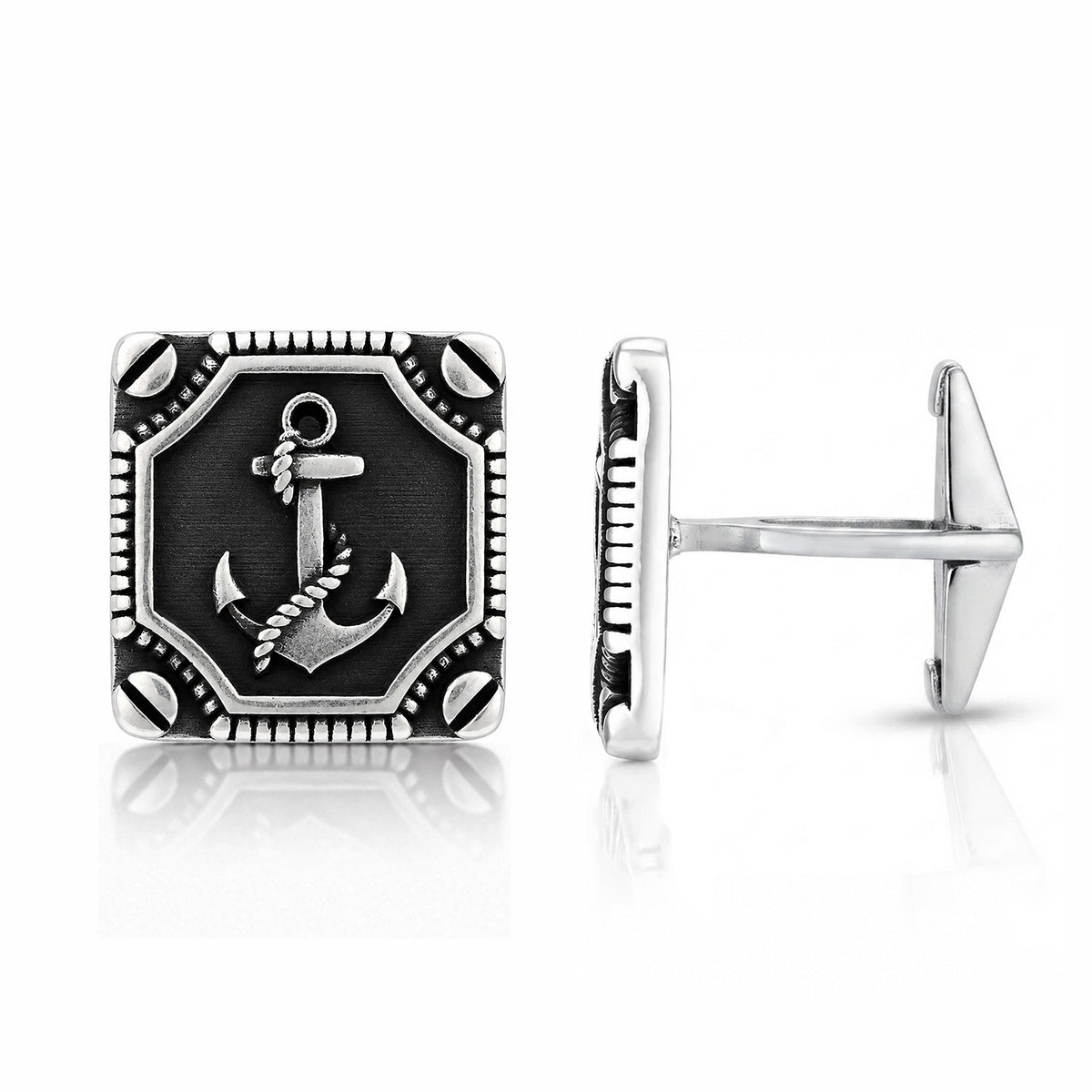 Silver Nautical Anchor Screw Cufflinks