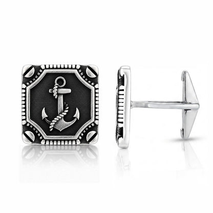 Silver Nautical Anchor Screw Cufflinks