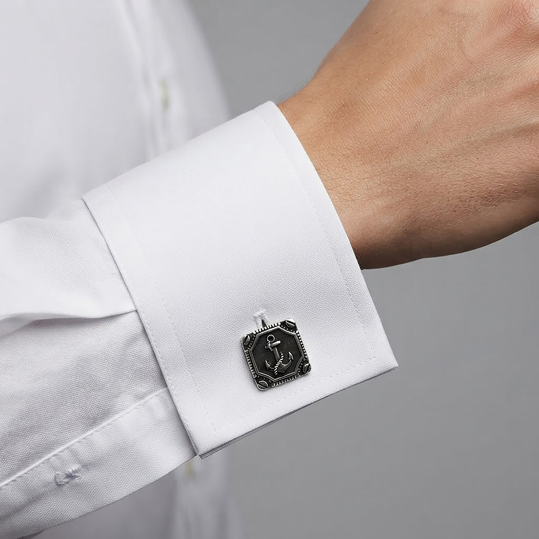 Silver Nautical Anchor Screw Cufflinks