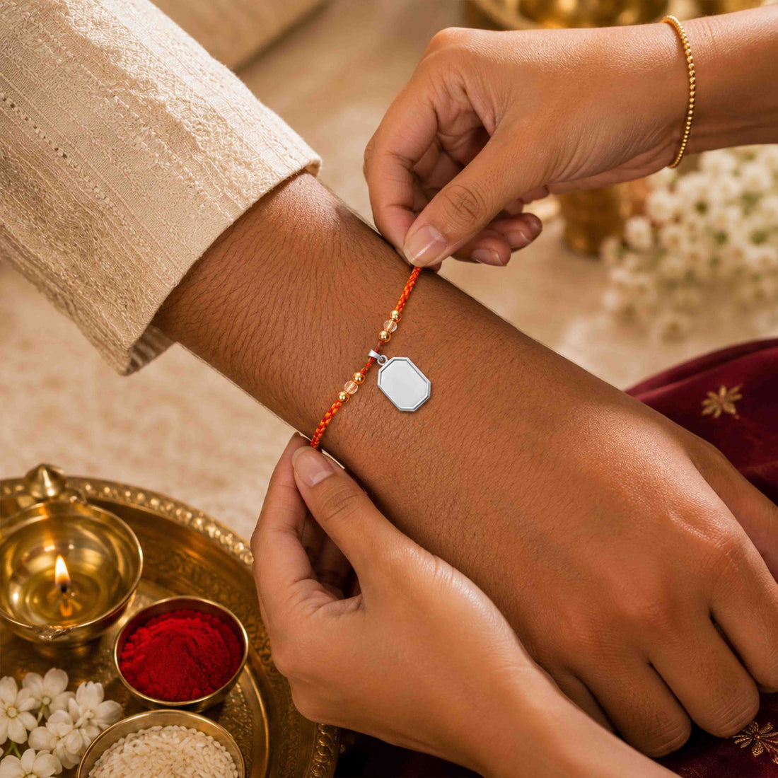 SilverOctagon Photo Locket Rakhi Pendant