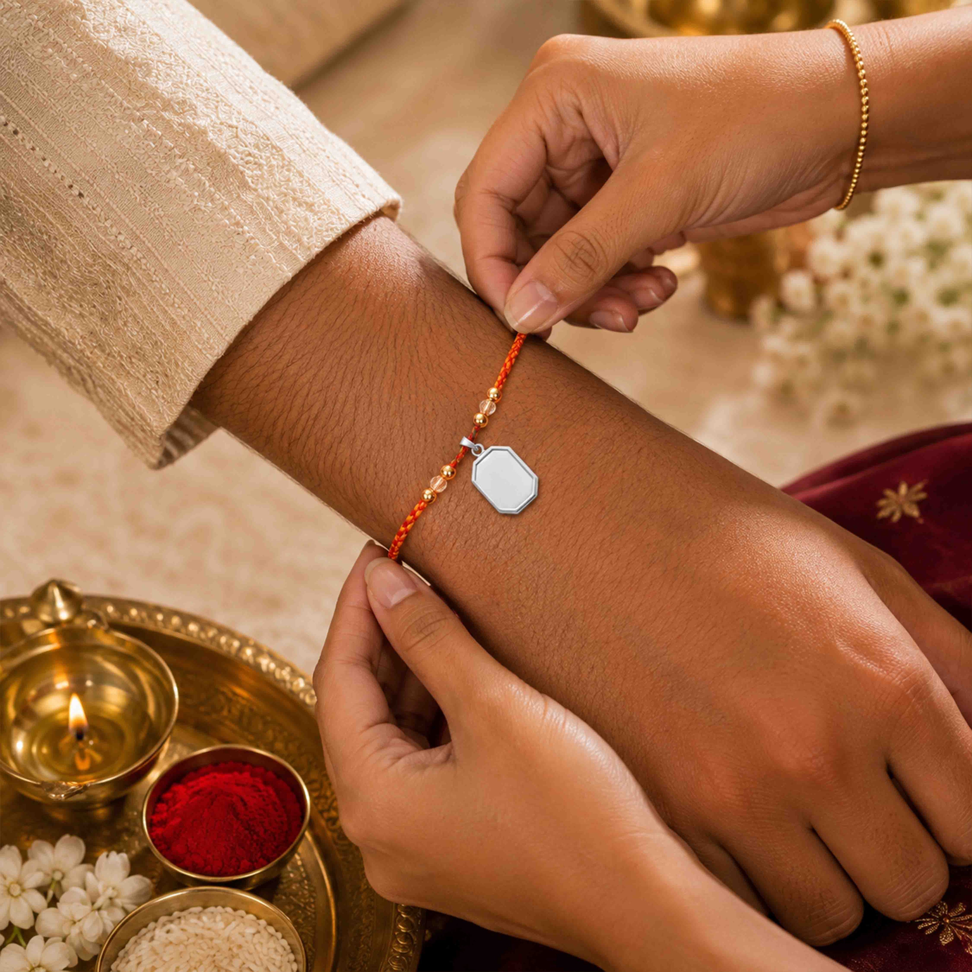 SilverOctagon Photo Locket Rakhi Pendant