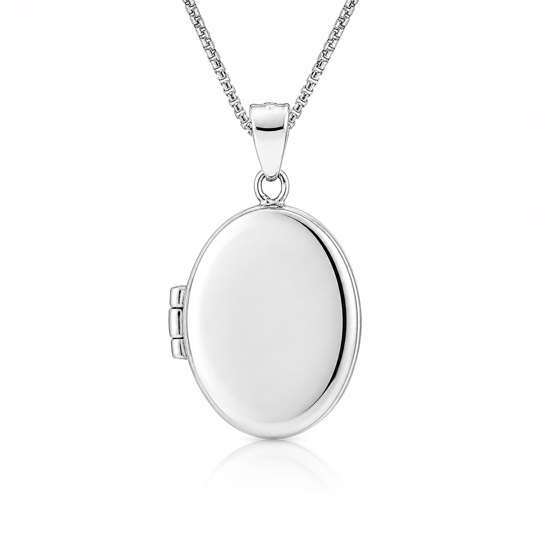 Silver Oval Photo Locket Pendant