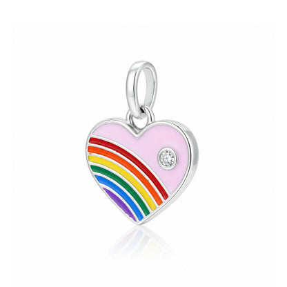 Silver Rainbow Heart Kids Rakhi Pendant