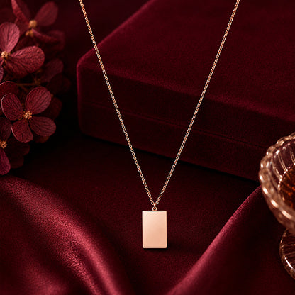 Silver Rose Gold Engravable Rectangle Pendant Chain