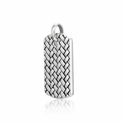 Silver Textured Weave Dog Tag Rakhi Pendant