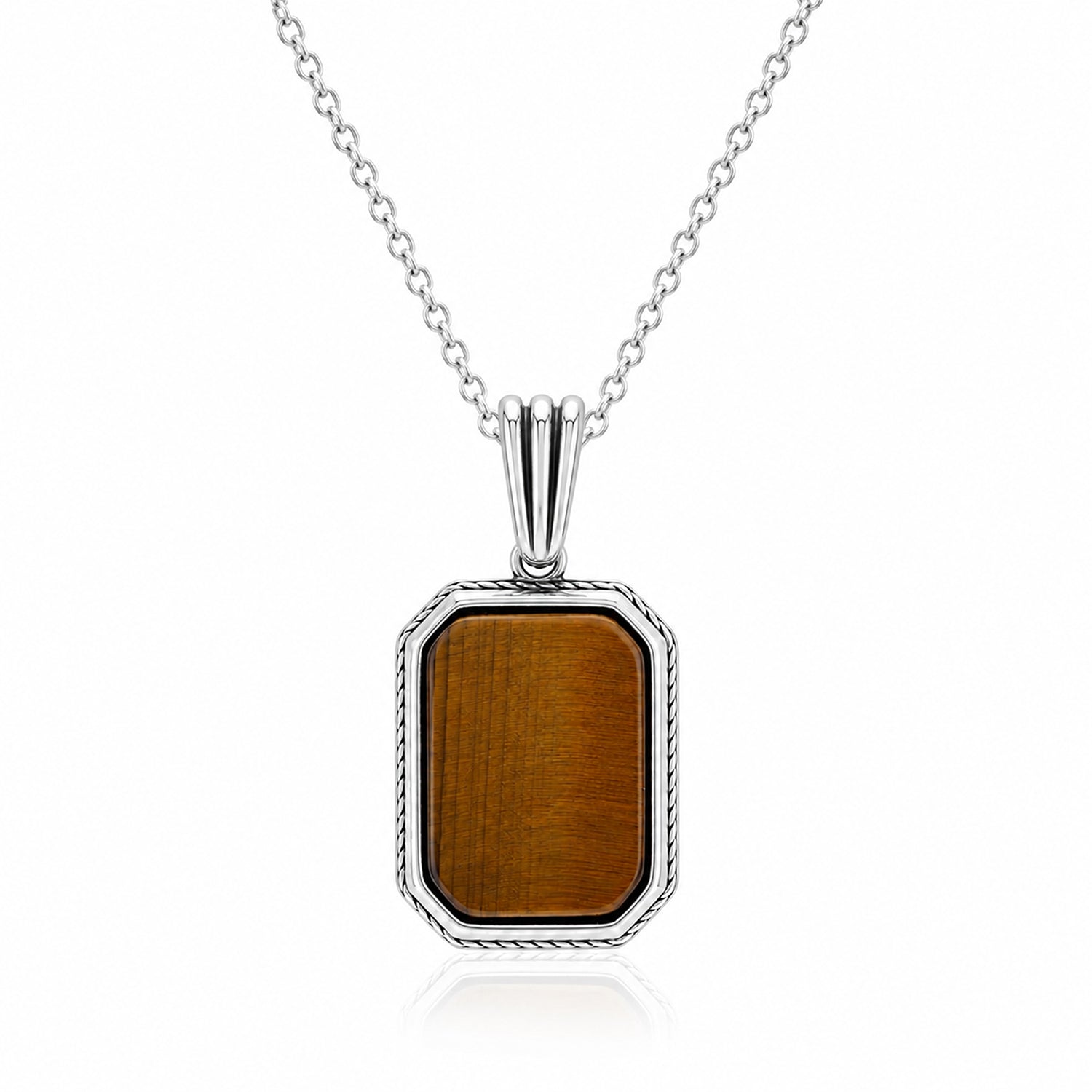 Silver Tiger Eye Gemstone Rakhi Pendant