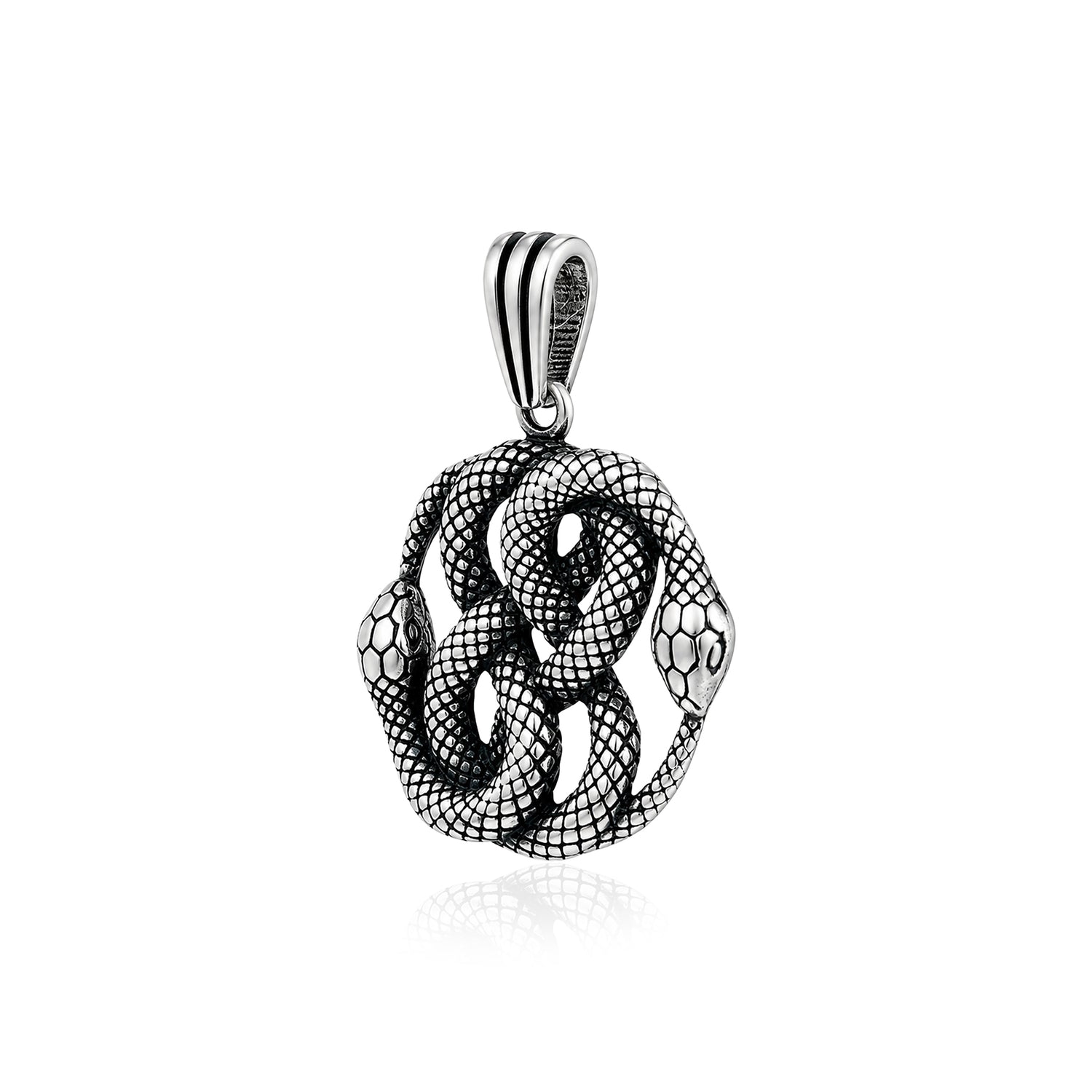 Silver Twin Snakes Auryn Rakhi Pendant