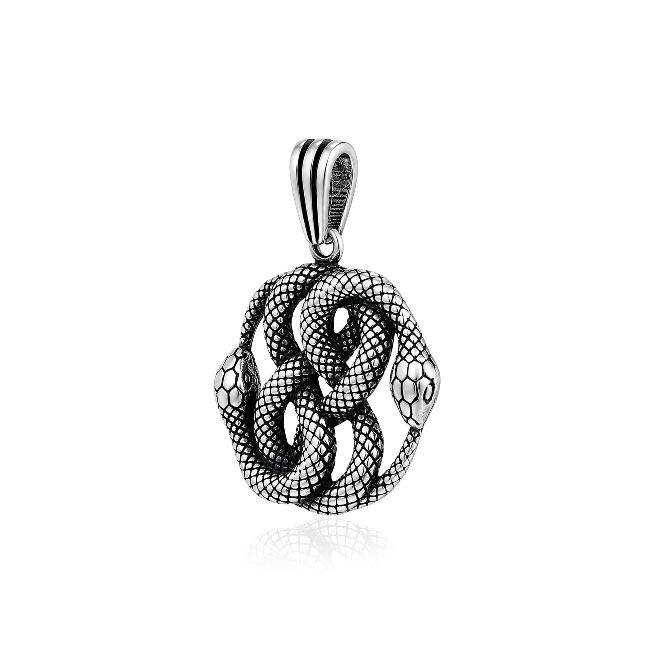 Silver Twin Snakes Auryn Rakhi Pendant