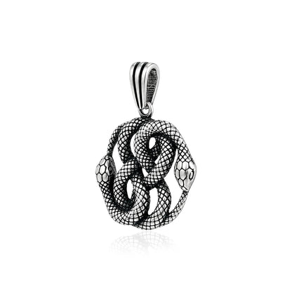 Silver Twin Snakes Auryn Rakhi Pendant