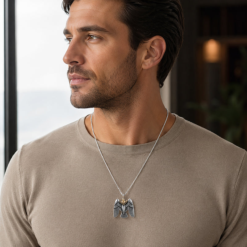 Silver Two-Tone Eagle Pendant