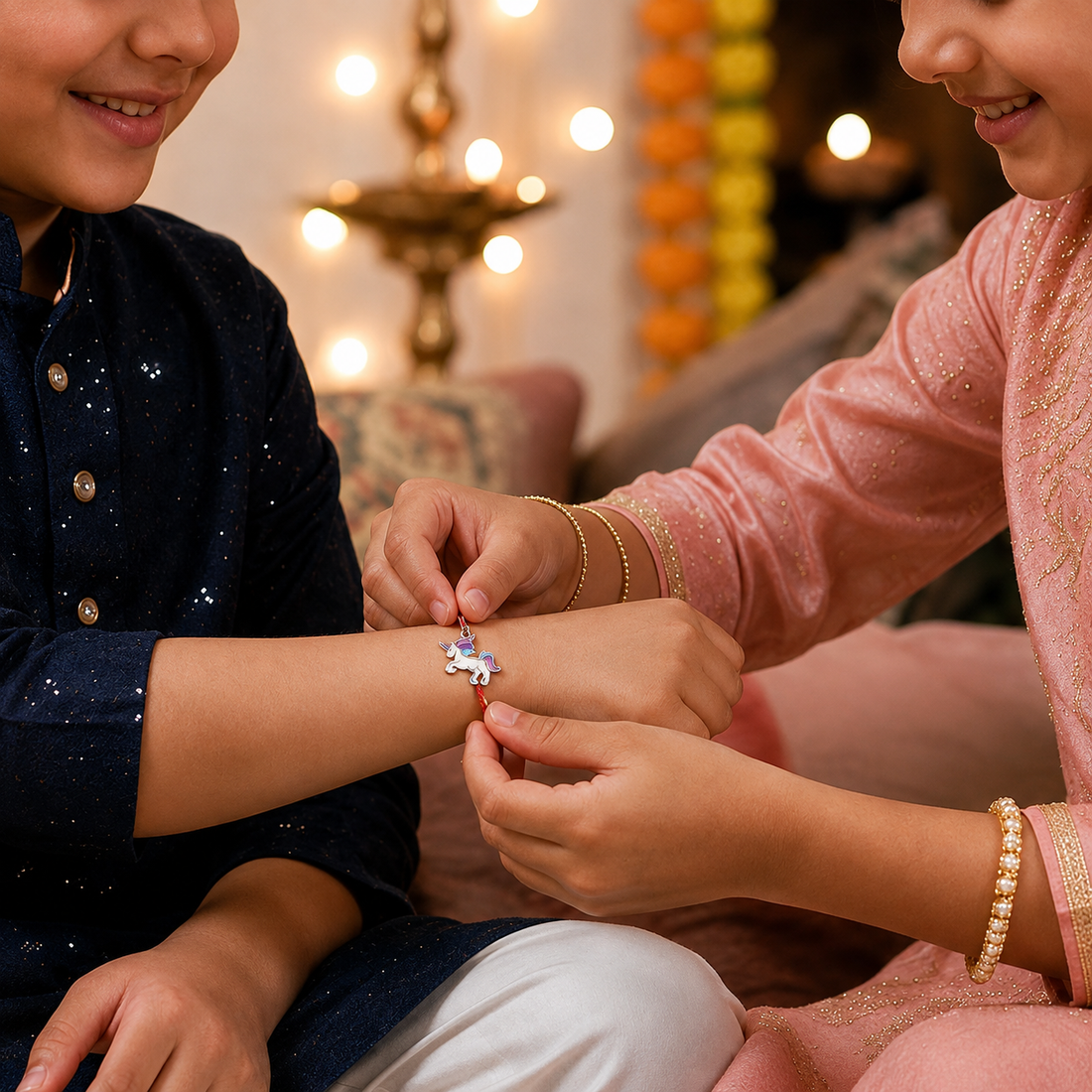 Silver Unicorn Kids Rakhi Pendant
