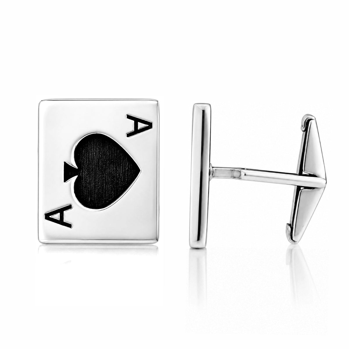 Silver Ace of Spades Poker Cufflinks
