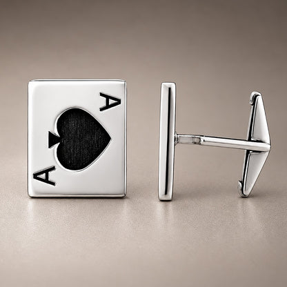 Silver Ace of Spades Poker Cufflinks