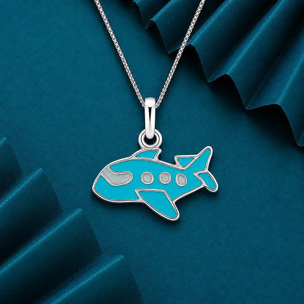 Silver Airplane Kids Pendant