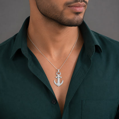Silver AnchorCross Rakhi Pendant