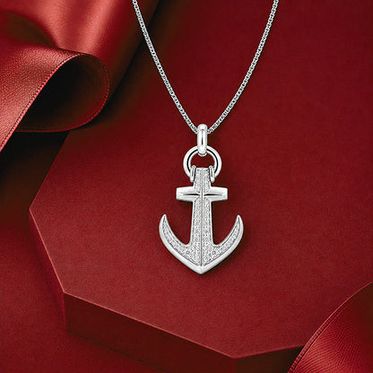 Silver Anchor Cross Pendant