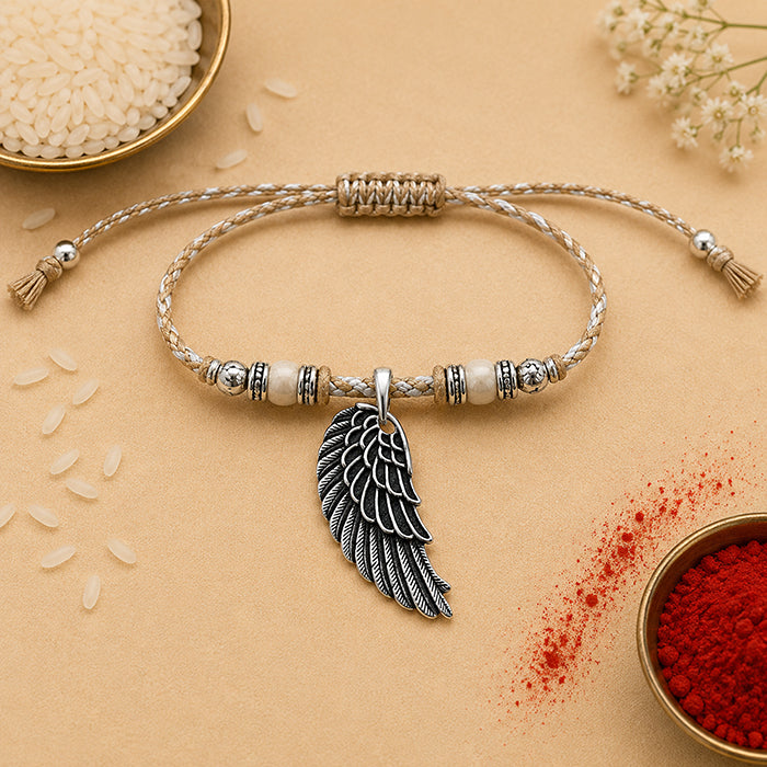 Silver Angel Wing Rakhi Pendant