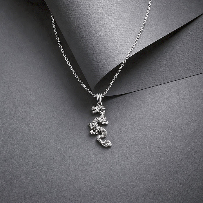 Silver Antique Dragon Pendant