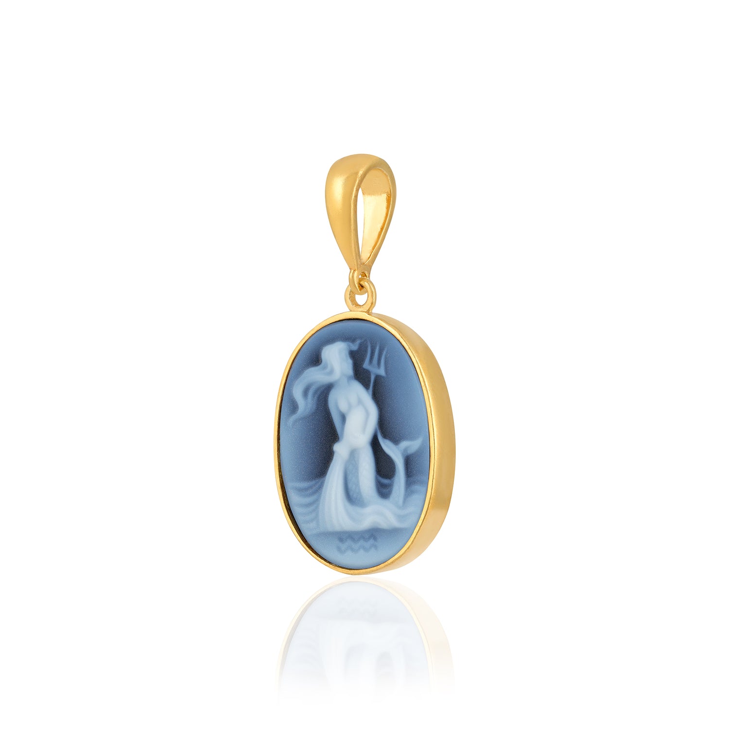 925 Sterling Silver Aquarius Zodiac Agate Gold Plated Pendant for Men and Women