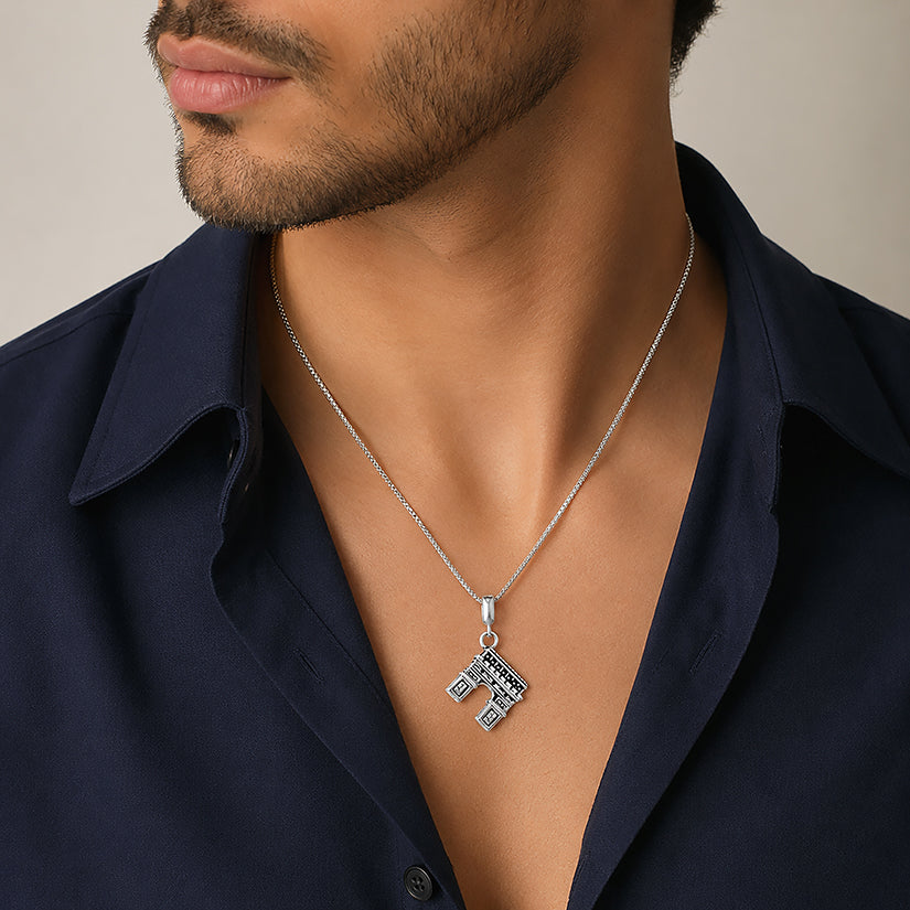 Silver Arc de Triomphe Rakhi Pendant