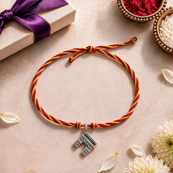 Silver Arc de Triomphe Rakhi Pendant