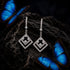 Silver Art Deco Geometric Square Drop Earrings