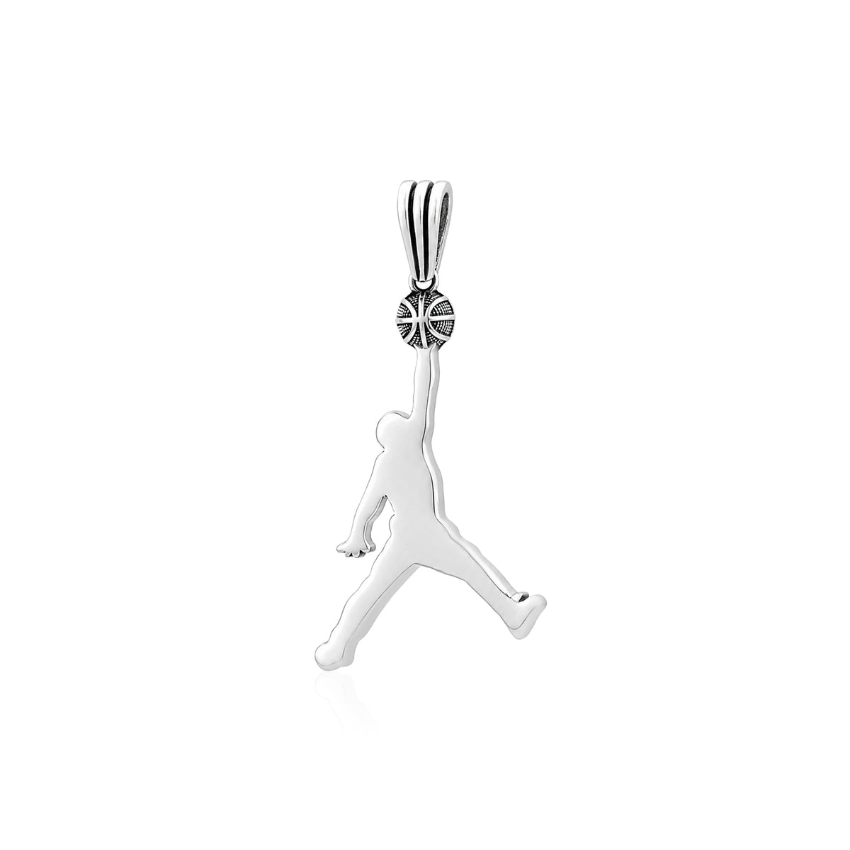 Silver Basketball Player Jumpman Pendant
