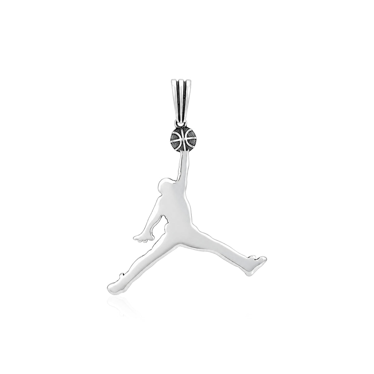 Silver Basketball Player Jumpman Pendant