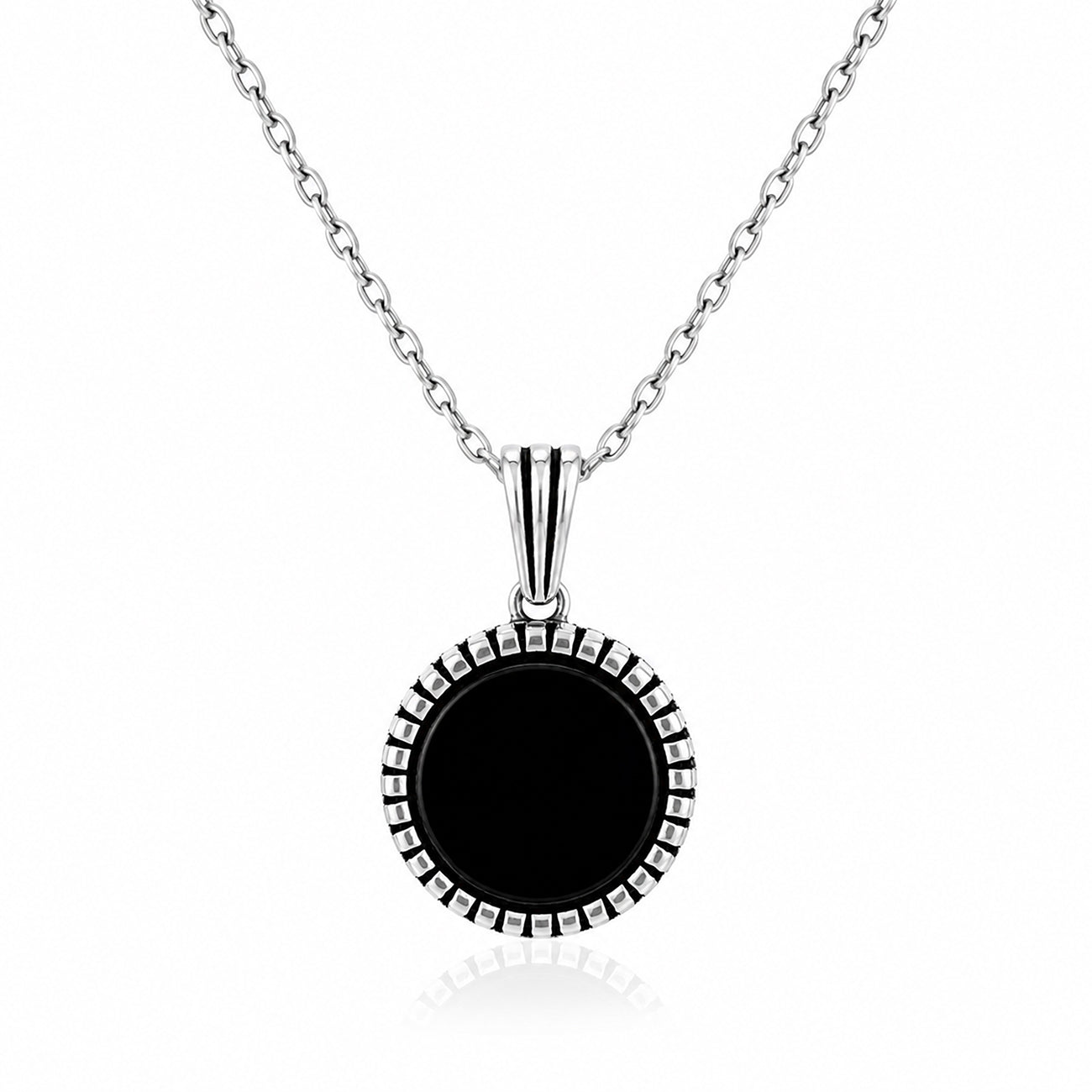 Silver Black Onyx Medallion Rakhi Pendant