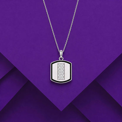 Silver Black Enamel Shield Pendant