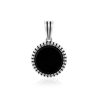 Silver Black Onyx Medallion Rakhi Pendant