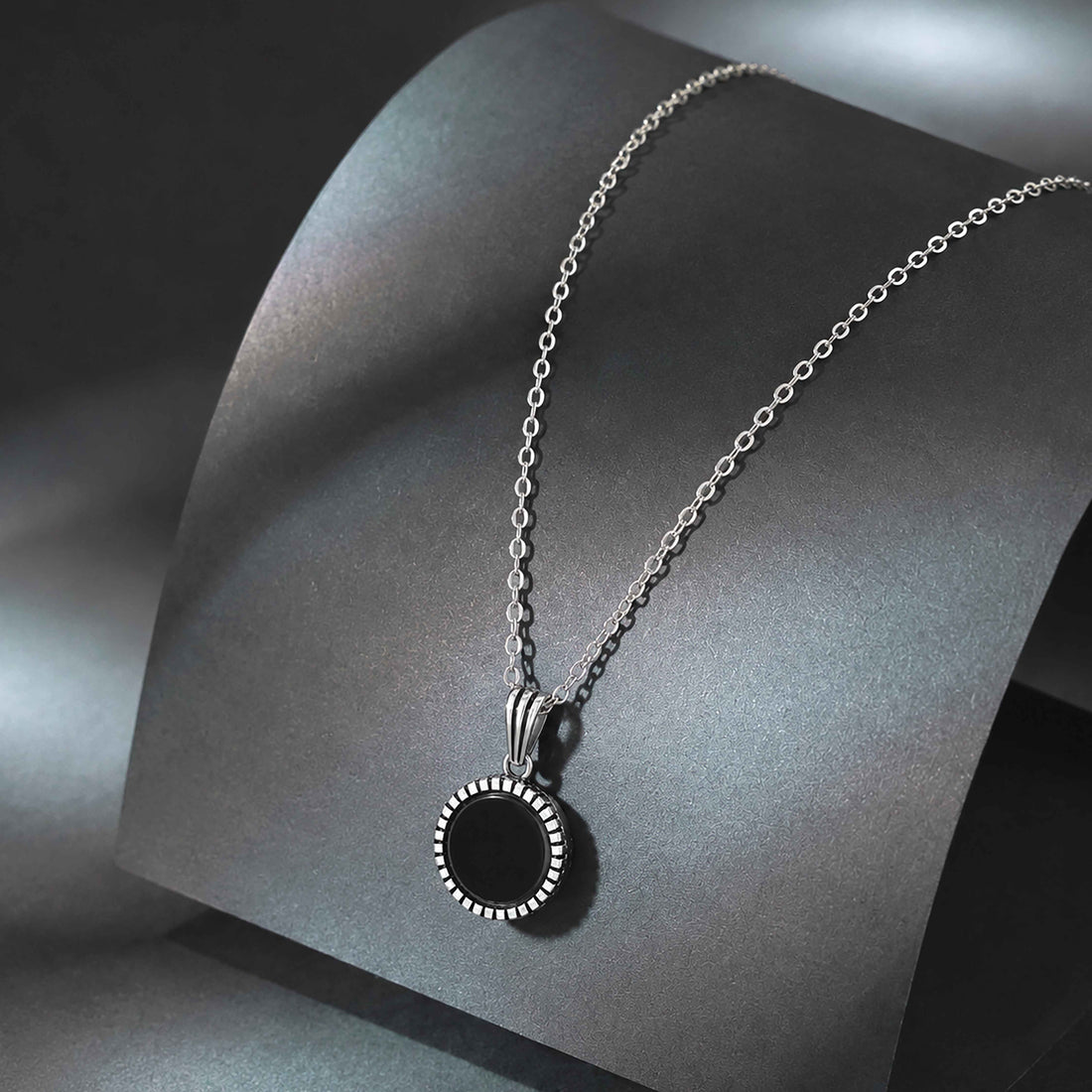 Silver Black Onyx Medallion Pendant