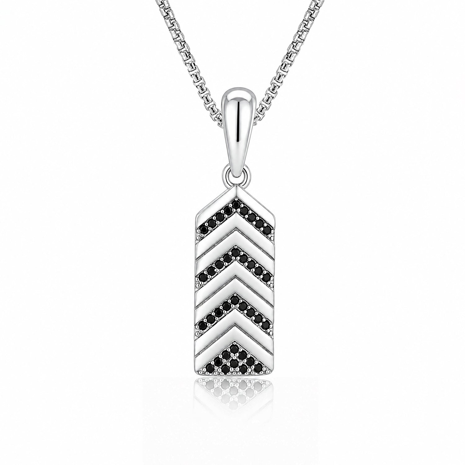Silver Black SpinelChevron Rakhi Pendant