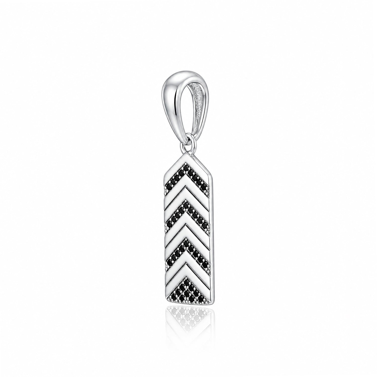 Silver Black Spinel Chevron Rakhi Pendant