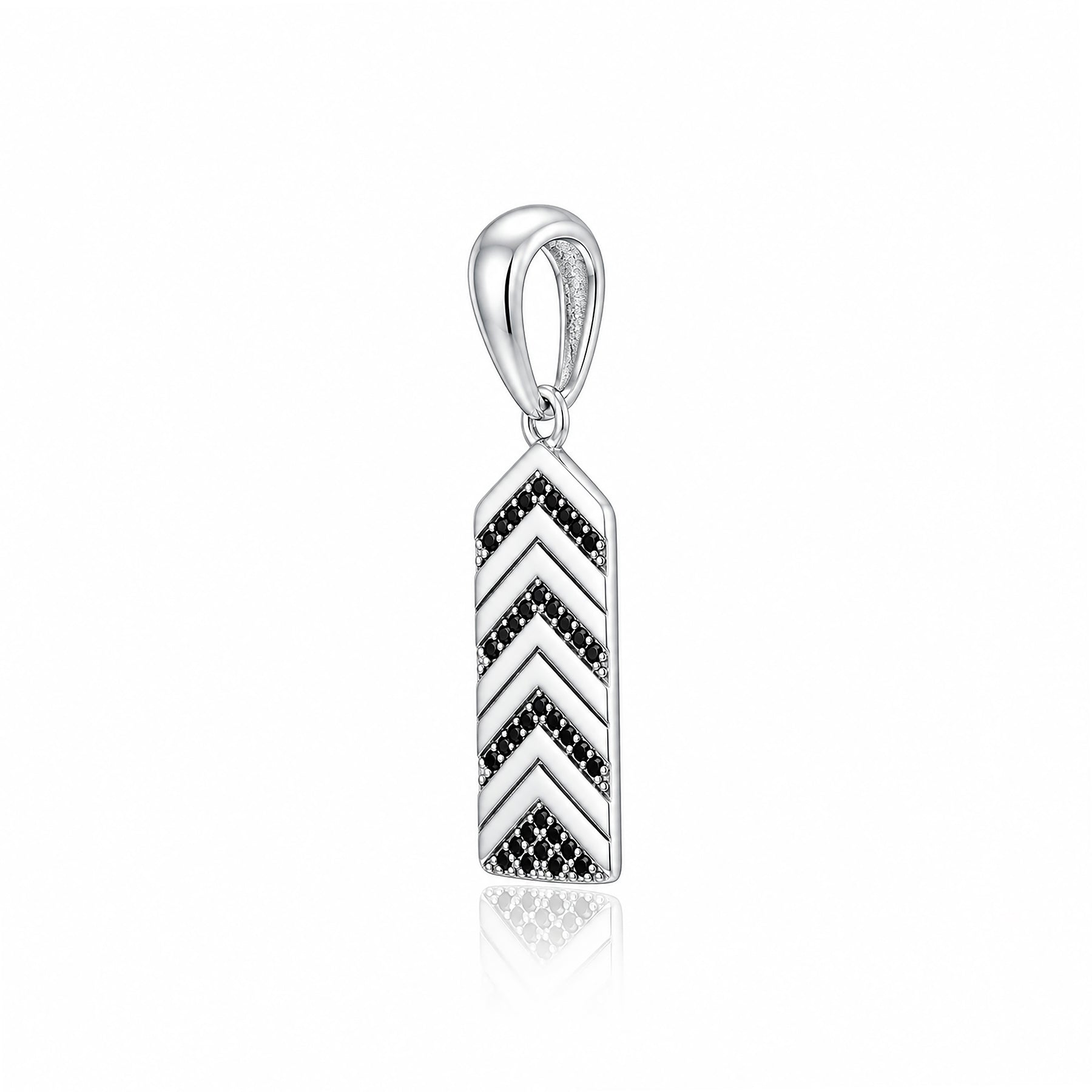 Silver Black Spinel Chevron Rakhi Pendant