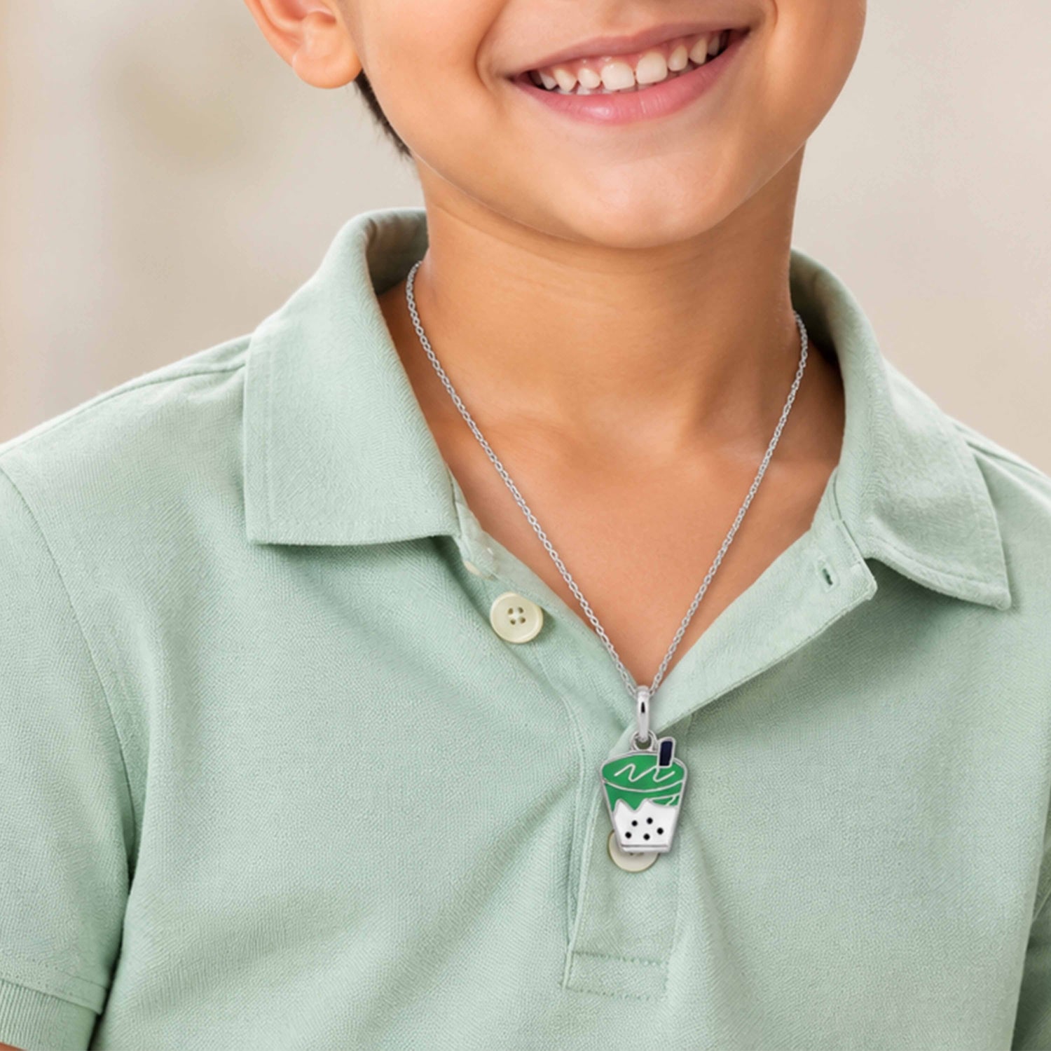 Silver BobaTea Kids Rakhi Pendant